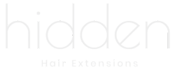 hidden hair extensions in round white font